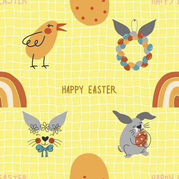 Seamless repeating pattern celebrating festive easter during spring Stock Illustration