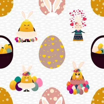 Seamless repeating pattern celebrating festive easter during spring Stock Illustration