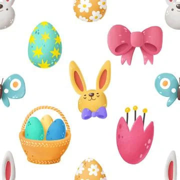 Seamless repeating pattern celebrating festive easter during spring 스톡 일러스트