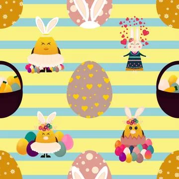 Seamless repeating pattern celebrating festive easter during spring Stock Illustration
