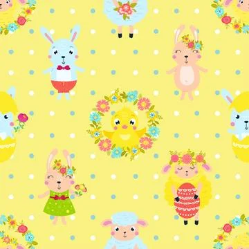 Seamless repeating pattern celebrating festive easter during spring 스톡 일러스트