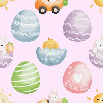 Seamless repeating pattern celebrating festive easter during spring 스톡 일러스트