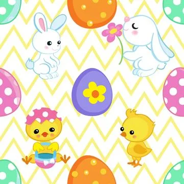 Seamless repeating pattern celebrating festive easter during spring 스톡 일러스트