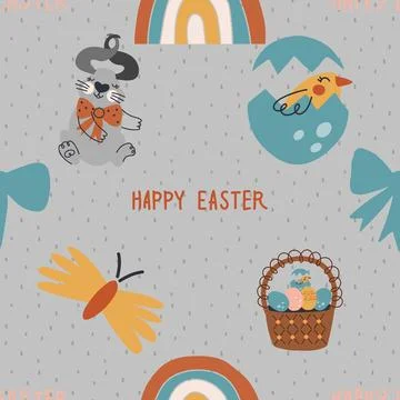 Seamless repeating pattern celebrating festive easter during spring Stock Illustration