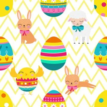 Seamless repeating pattern celebrating festive easter during spring Stock Illustration