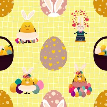 Seamless repeating pattern celebrating festive easter during spring Stock Illustration