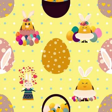 Seamless repeating pattern celebrating festive easter during spring Stock Illustration