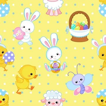 Seamless repeating pattern celebrating festive easter during spring Stock Illustration