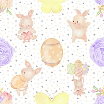 Seamless repeating pattern celebrating festive easter during spring イラスト素材