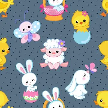 Seamless repeating pattern celebrating festive easter during spring 스톡 일러스트