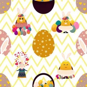 Seamless repeating pattern celebrating festive easter during spring Stock Illustration