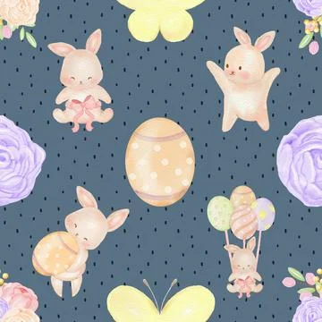 Seamless repeating pattern celebrating festive easter during spring Stock Illustration