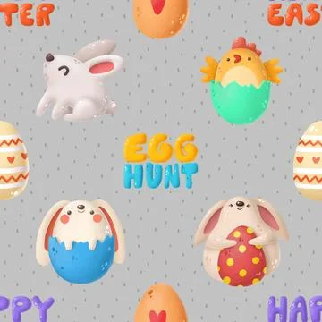 Seamless repeating pattern celebrating festive easter during spring Stock Illustration