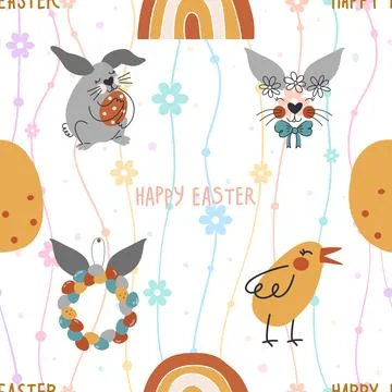 Seamless repeating pattern celebrating festive easter during spring Stock Illustration