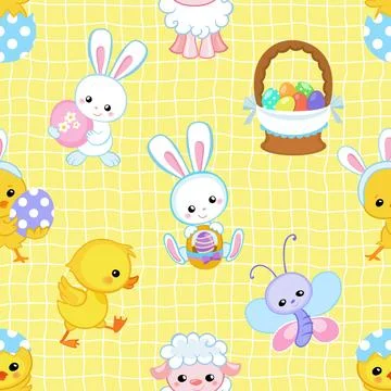 Seamless repeating pattern celebrating festive easter during spring 스톡 일러스트