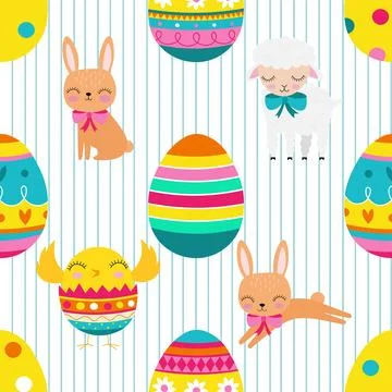 Seamless repeating pattern celebrating festive easter during spring Stock Illustration