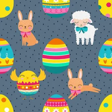 Seamless repeating pattern celebrating festive easter during spring Stock Illustration