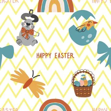 Seamless repeating pattern celebrating festive easter during spring Stock Illustration