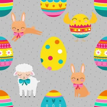 Seamless repeating pattern celebrating festive easter during spring Stock Illustration