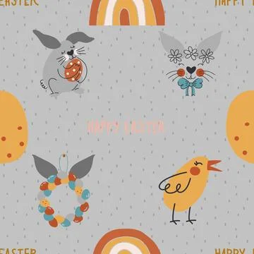 Seamless repeating pattern celebrating festive easter during spring Stock Illustration