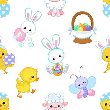 Seamless repeating pattern celebrating festive easter during spring 스톡 일러스트
