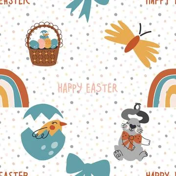 Seamless repeating pattern celebrating festive easter during spring Stock Illustration
