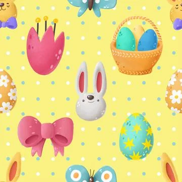 Seamless repeating pattern celebrating festive easter during spring Stock Illustration