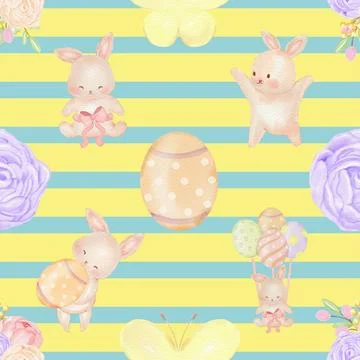 Seamless repeating pattern celebrating festive easter during spring Stock Illustration