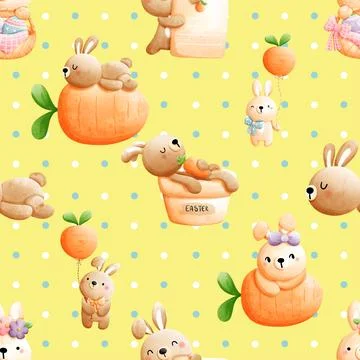 Seamless repeating pattern celebrating festive easter during spring Stock Illustration