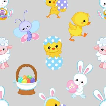 Seamless repeating pattern celebrating festive easter during spring Stock Illustration