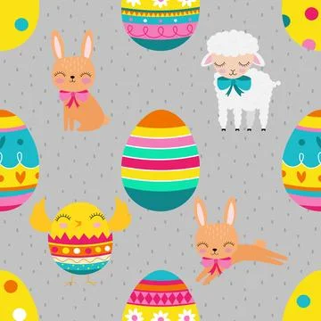 Seamless repeating pattern celebrating festive easter during spring Stock Illustration