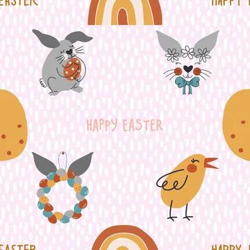Seamless repeating pattern celebrating festive easter during spring 스톡 일러스트