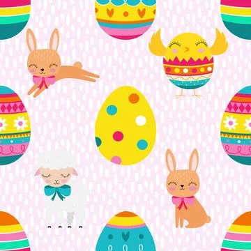Seamless repeating pattern celebrating festive easter during spring Stock Illustration