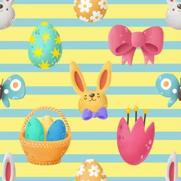 Seamless repeating pattern celebrating festive easter during spring イラスト素材