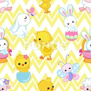Seamless repeating pattern celebrating festive easter during spring Ilustração Stock