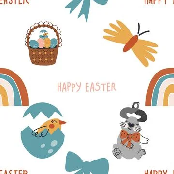Seamless repeating pattern celebrating festive easter during spring Stock Illustration