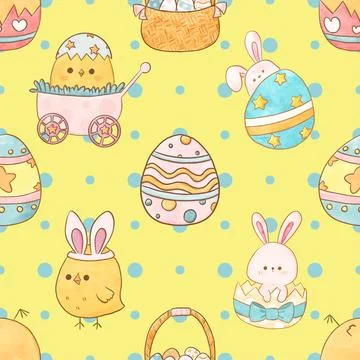Seamless repeating pattern celebrating festive easter during spring Stock Illustration
