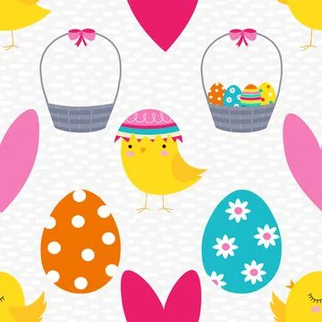 Seamless repeating pattern celebrating festive easter during spring Stock Illustration
