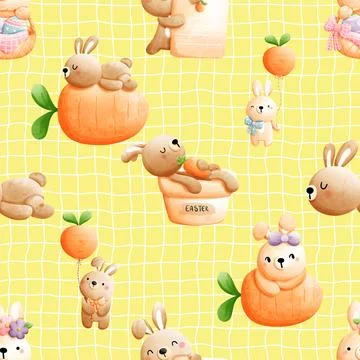 Seamless repeating pattern celebrating festive easter during spring Stock Illustration