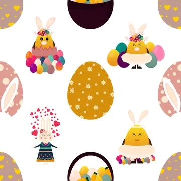 Seamless repeating pattern celebrating festive easter during spring 스톡 일러스트