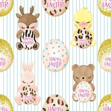 Seamless repeating pattern celebrating festive easter during spring Stock Illustration