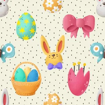 Seamless repeating pattern celebrating festive easter during spring 스톡 일러스트