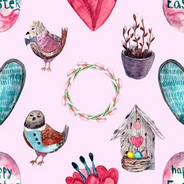 Seamless repeating pattern celebrating festive easter during spring 스톡 일러스트
