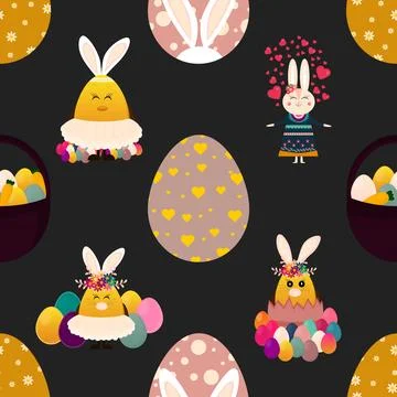 Seamless repeating pattern celebrating festive easter during spring Stock Illustration