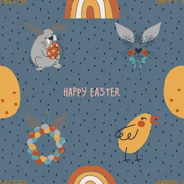 Seamless repeating pattern celebrating festive easter during spring Stock Illustration