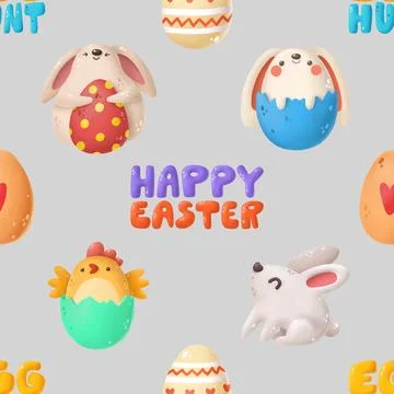Seamless repeating pattern celebrating festive easter during spring Stock Illustration