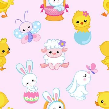 Seamless repeating pattern celebrating festive easter during spring 스톡 일러스트