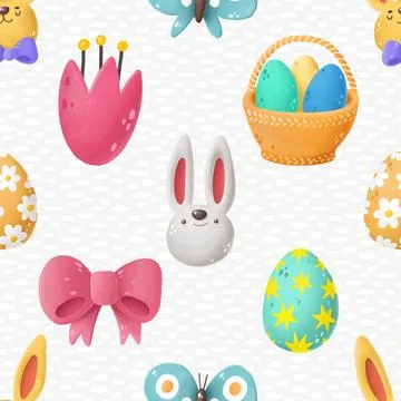 Seamless repeating pattern celebrating festive easter during spring 스톡 일러스트