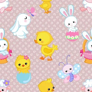 Seamless repeating pattern celebrating festive easter during spring 스톡 일러스트