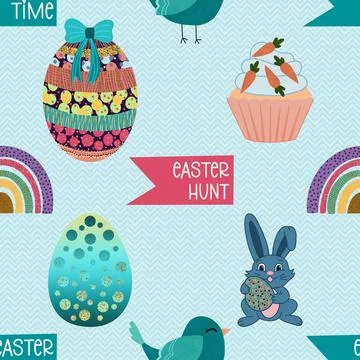 Seamless repeating pattern celebrating festive easter during spring イラスト素材